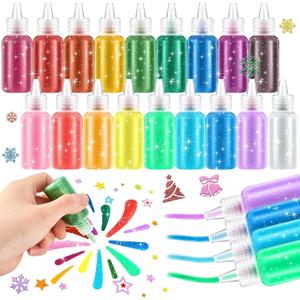 gisgfim Glitter Glue 18 Colors Washable Art Glitter Glue 0.67 Oz Neon Metallic Rainbow Stick Set for Craft Scrapbooking DIY Art Crafts Decorating Supplies(18 Pack)