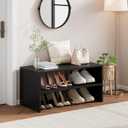 2-Tier Stackable Shoe Rack, Holds 6-9 Pairs, 24.6 Inch, Matte Black