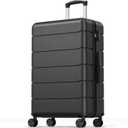 Sweetcrispy 28 Inch Checked Luggage, Hard Shell Suitcase, Black