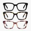 XVXV Reading Glasses for Women Men - Blue Light Blocking Readers Oversize Oprah Square Anti Glare/Eyestrain Spring Hinge