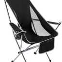 KingCamp Compact Camping Chair with Armrest Ultralight High Back Backpacking Chairs for Adults Lightweight Folding Chair Heavy Duty Support 265 Lbs Portable for Traveling, Lawn, Festival, Black (Mesh Black/Grey)