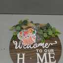 Interchangeable Seasonal Welcome Sign Front Door Decoration, Rustic Round Wood Wreaths Wall Hanging Outdoor, Farmhouse, Porch, for Spring Summer Fall All Seasons Holiday Halloween Christmas. (12 Inch, 01blown)