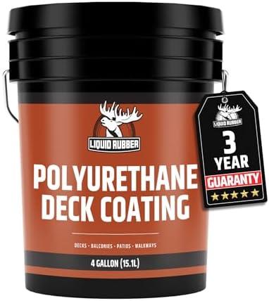 Liquid Rubber Polyurethane Deck Coating  10X Stronger Than Traditional Deck Paint & Deck Stain  Flexible, Waterproof Sealant for Wood, Concrete & Plywood  Textured Finish  Saddle Brown  4 Gallon