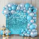 Shimmer Wall Backdrop Lake Blue Wall Panels 24Pcs Square Sequin Shimmer Wall Backdrop Decoration for Birthday Party,Wedding, Anniversary