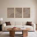 Abstract Line Wave Framed Canvas Wall Art Set, Geometric White Tan Art Painting, Modern Minimalism Wall Decor, Neutral Art Print for Living Room, Bedroom, Dining Room, Office-16 x24 x3