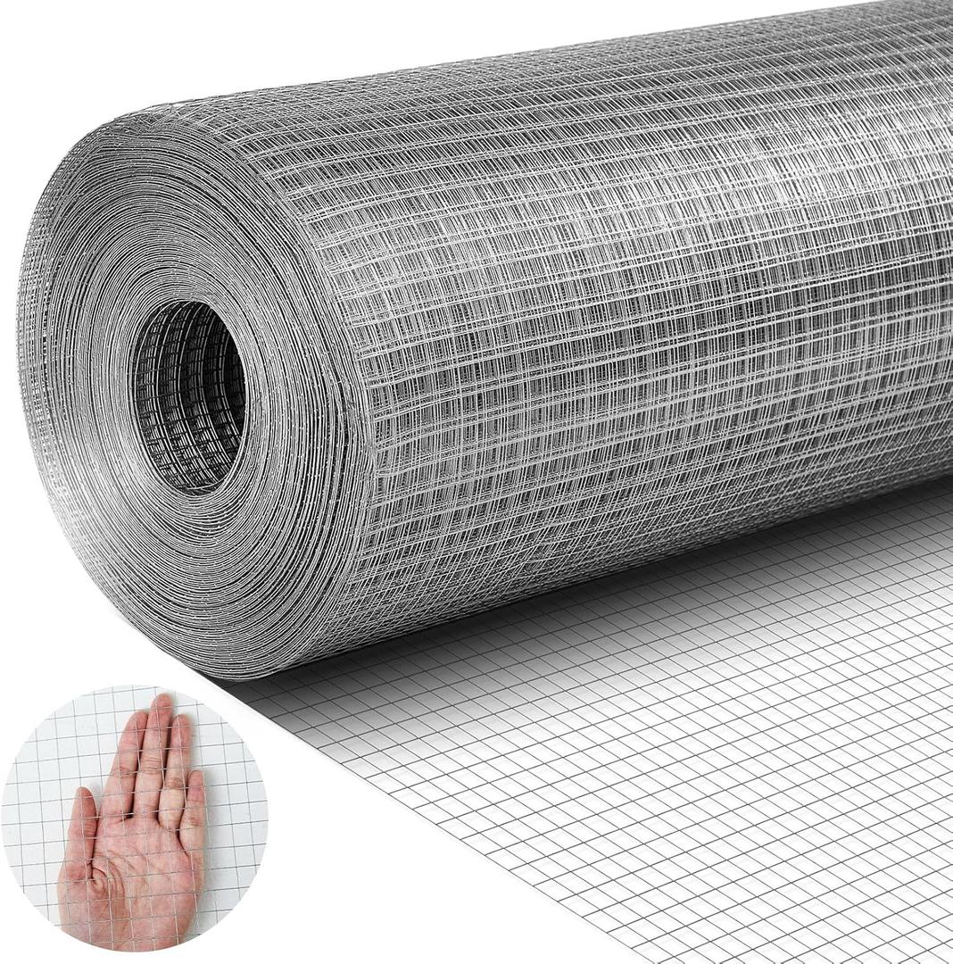 Tatuo Hardware Cloth 1/2 Inch 48in x 150ft Hot Dip Galvanized After Welded Cage Mesh Rolls 21 Gauge Metal Chicken Wire Roll Wire Fencing Poultry Netting for Raised Garden Rodent Animals