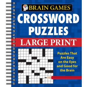 Brain Games - Crossword Puzzles - Large Print (Blue)