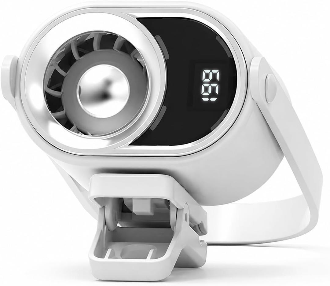 Portable Clip On Fan with Digital Display, Rechargeable Battery Operated Small Desk Fan with Strong Airflow, Ultra-Quiet 360 Rotatable Personal Cooling Fan for Camping, Stroller, Golf Cart, Bedside