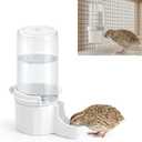 Quail Chick Waterer with Anti-Drowning Shallow Tray, 16.6 fl oz Automatic Gravity Button Quail Waterer, Hanging or Free-Standing Bird Water Dispenser for Wire Mesh Cages and Brooders (White)
