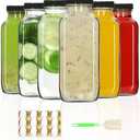 AuroTrends 12 oz Glass Bottles with Lids - 6Pack, 360ml Glass Juicing Bottles - Portable, Reusable - 12fl.oz (Set of 6)