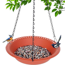Hanging Bird Feeder Tray with Drainage Holes for Outside, Bird Seed Catcher Tray, Feeding Station (14 inch, Green)