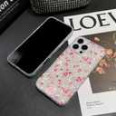 Jmltech for iPhone 16 Pro Max Case Women Girly Aesthetic Floral Shockproof Slim Thin Protective Flowers Flexible Silicone Cases for iPhone 16 Pro Max Pink with Beaded Phone Charms Wristlet