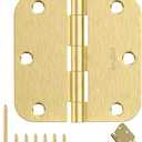 AmzGod Satin Brass Door Hinges - 28 Pack Gold Door Hinges 3.5 Inch Rounded Interior Door Hinge with 5/8" Radius - 3 1/2 Inches Flat Iron Brass Hinges for Residential Standard Doors