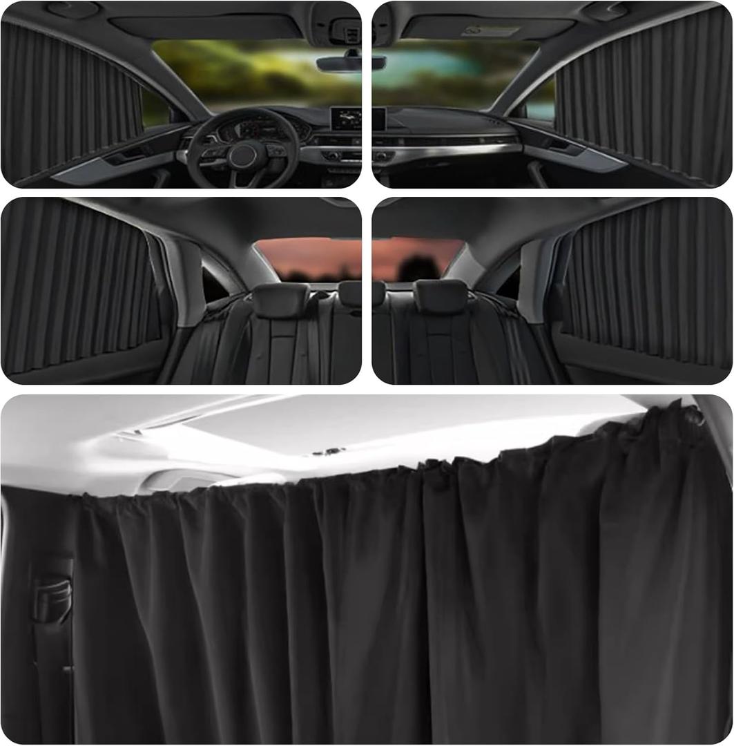 5 PCS Car Curtains 95% Light Blocking Window Shades, 1 Privacy Curtain and 4 Magnetic Side Window Covers, Window Shades for Back Windows Baby, Car Camping Essentials