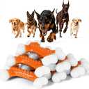 Kseroo 6-Pack Indestructible Dog Toys for Aggressive Chewers: Peanut Butter Flavored Hard Nylon Bone Chew Toys, Tough Dog Chew Toys, Dog Toys to Keep Them Busy for Medium Large Dogs, Orange