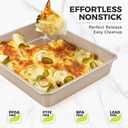 HONGBAKE Deep Baking Pans Set for Oven, Nonstick Rectangle Sheet Cake Pans for Baking, 13/11/9 Inch Rectangular Oven Tray for Cooking Brownie Lasagna, Stackable Multi-Depth Bakeware, Golden