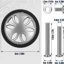 Domiella 8Pcs Luggage Replacement Wheels OD 60mm, 360 Degree Rubber Spinner Swivel Casters, Wear-Resistant Suitcase Trolley Wheels Repair Parts, DLA4