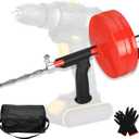 50 Foot Drain Auger,Use Manually or Drill Powered,Heavy Duty Flexible Plumbing Snake,With Gloves and Storage Bag,for Kitchen Sink, Shower Drain,Drainage Pipes