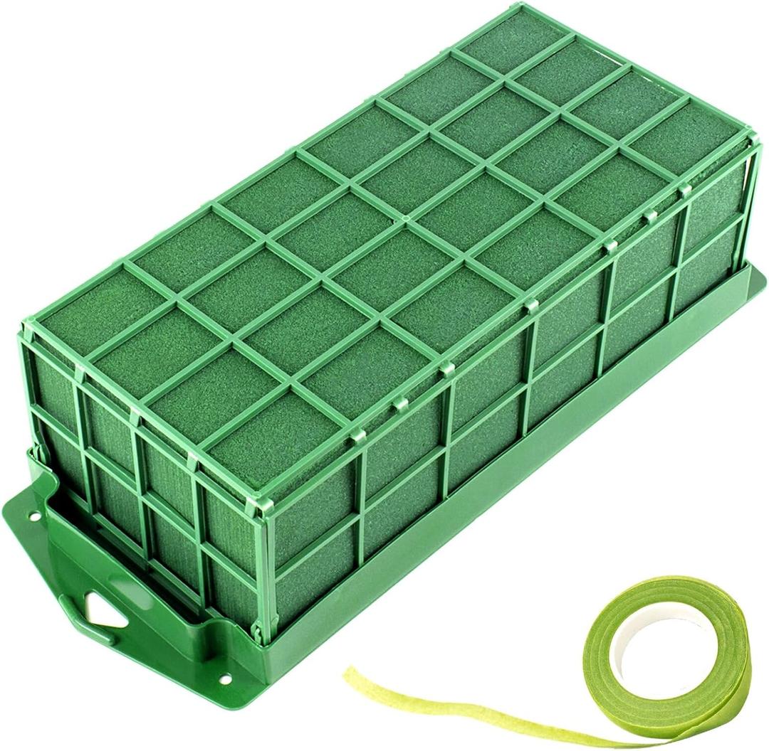 Takytao Floral Foam Cage, Dry Flower Cage Holders, Green Foam Cage Blocks for Fresh Flower Arrangements Decoration, Wedding, Interior and Garden (1 pcs)