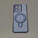 Compatible with Motorola Moto G 5G 2025 Love Heart Kickstand Case with Screen Protector: Luxury Plated Gold Edge Slim Soft TPU Shockproof Protection Case Cover for Moto G 5G 2025 (Blue)