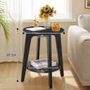 Side End Table Round Black Beside Table Sofa Table Nightstand Modern End Table 2-Tier Small Accent Tables Great for Small Spaces Living Room Bedroom, 16 inches x 16 inches x 20.5 inches
