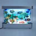 Fake Motion Fish Tank Mini Aquarium, Artificial Tropical Decorative Lamp Night Light with Moving Fish, Gift for Kids (US Plug)