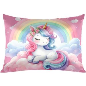 Pink Cute Unicorn Satin Pillowcase for Hair and Skin King Size Silp Silk Pillowcase Soft Satin Cooling Pillow Covers with Envelope Closure for Bed Sofa Decorative (20 × 40in 1 pcs)