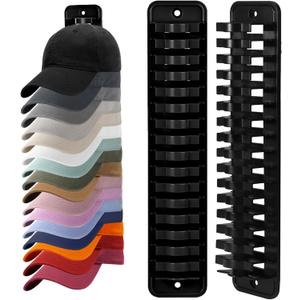 MAGTSMEI Baseball Cap Organizer for Wall, 1 Pack Hat Rack for Closet & Door, Vertical Hat Holder with Large Capacity, Space Saving Cap Display Rack, No Damage to Hat Brim (Black)