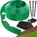 Landscape Edging Border - 40FT 4IN Tall Edging for Landscaping with 60 Stakes, 0.15" Thick No Dig Lawn Edging for Garden Border, Flexible Flower Bed Edging Borders for Yard, Terrace Board (GREEN)