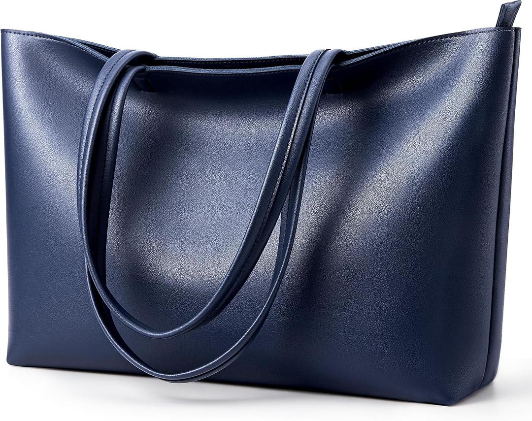 KALIDI Tote Bag Zipper Shoulder Bag Faux Leather Purses Satchel for Women Casual Handbag Work Dating College, Blue