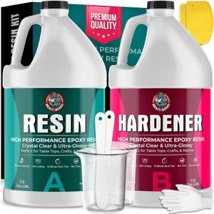 Epoxy Resin - Ultra-Gloss 1 Gallon Kit, Crystal Clear, Self-Leveling, UV & Impact Resistant Resin Kit for Art, Jewelry, Tables & Countertops, Easy 1:1 Mix, DIY Crafts