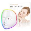 LED Face Mask Light Therapy, Red Light Therapy Mask with 7 Colors, 850nm Infrared & Red Light Therapy for Face, Portable Anti-Aging Skin Rejuvenation Tool with Timer for Home Use (White)