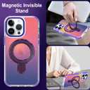 MOWIME Magnetic for iPhone 13 Pro Max Case with Stand [Compatible with Magsafe] [Fashion Fluorescent Design] [1 Screen Protector] Slim Translucent Matte Case for iPhone 13 Pro Max 6.7" 2021, Purple