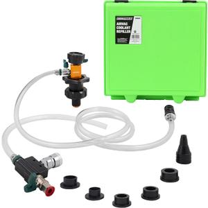 OEMTOOLS 24444 Coolant Vacuum Refill Kit, Coolant Pressure Tester Kit, 70110 PSI Working Pressure, 5 Bushings, 1 Tapered Cone Adapter, Vacuum Leak Detector, Pressure Tester for Coolant System