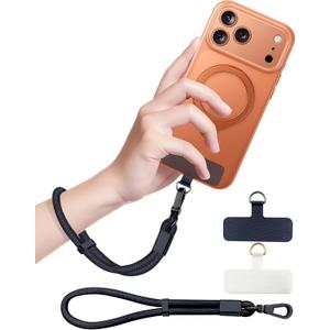 Phone Lanyard, Phone Wrist Strap for Cellphone Case, Adjustable Anti Theft Cell Phone Strap with 2 Tether Tabs for All Smartphones, Skin-Friendly & Universal Wrist lanyard, Black