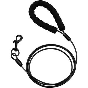 Dog Leash with Hooks Stainless Steel, Water Chew Proof for Medium and Small Dogs 4FT Wire Alloys Camping with Soft Handle(Black 4FT)