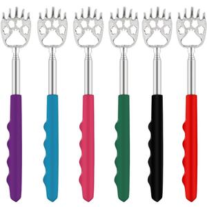 6 Pack Telescoping Back Scratcher - Bear Claw Back Scratchers - Portable Extendable Backscratcher with Rubber Handles in Black, Blue, Green, Purple, Red, Pink Color