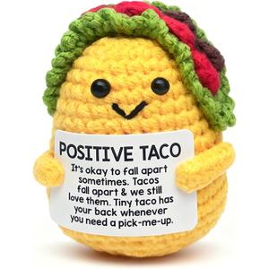 SAPOSTA Handmade Positive Crochet Taco - Emotional Support Gift for Women Men, Inspirational Desk Decor, Birthday for Mom Dad Sister Friend Coworkers (Positive Taco)