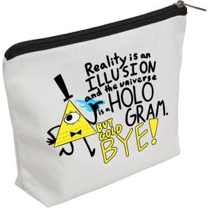 WZJHCL Bill Cipher Makeup Pouch Cartoon Cosmetic Kit Bag Book Of Bill Survival Kit Mystery Shack Storage Pouch Bag (Bye)