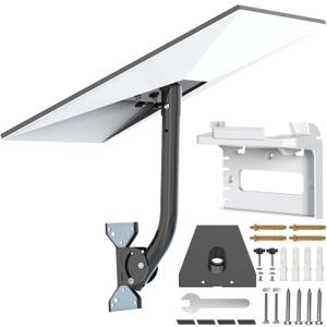 Starlink Gen 3 Mount, Adjustable Metal Starlink Pole Mounting Kit for Wall /Roof, with 2-in-1 Router Mount (Black, 15.7-inch)