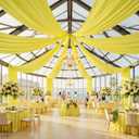 50ftx40ft Light Yellow Ceiling Curtain for Wedding Parties | 10 Panels Wrinkle-Free 40 FT Long Tent Draping Curtains for Wedding, Birthday & Theme Parties, 40ft Height with Rod Pocket