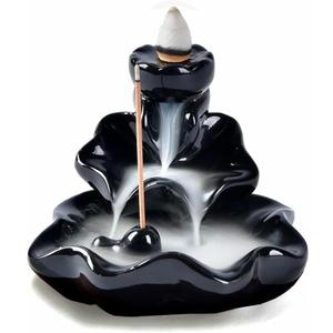 Waterfall Incense Burner, Lotus Backflow Incense Holder Ceramic Censer Cones Sticks Porcelain Holder with 10 Free Mixed Aromatherapy Cones Waterfall Incense Burner, Lotus Backflow Incense Holder Ceramic Censer Cones Sticks Porcelain Holder with 10 Free Mixed Aromatherapy Cones
