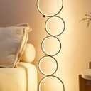 NUR Modern 5-Ring LED Floor Lamp, 43.3" Artistic Nesting Circle Standing Lamp, Stepless Dimmable Sculptural Accent Light for Living Room, Bedroom & Office, Minimalist Geometric Decor