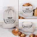 2 x 2 Pack Linen Bread Bag for Homemade Bread Container - Plastic Lined, 19.7 x 13.7 Inch Unbleached & Reusable Bread Storage for Bakery Baguette Picnic Wedding Wrapping Camping