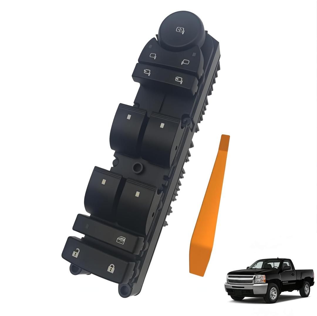 20835553 Power Window Switch Driver Side for 2007-2013 Chevrolet Silverado, Avalanche, 2007-2014 Suburban, Sierra, Yukon with Power Folding Mirrors - Direct Replacement for OEM 15093440 15906881