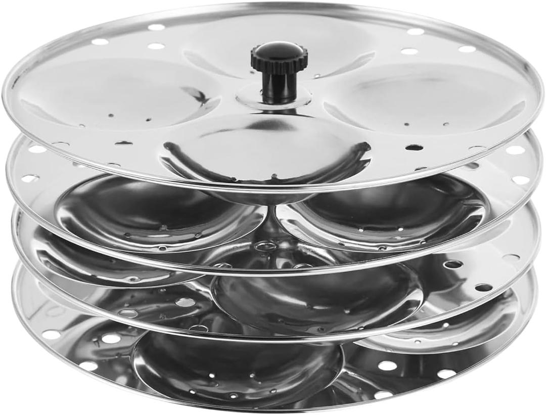 4 Rack Stainless Steel Idli Stand/Idli Maker Food Grade Idli Plates for Cooker 4x4 Plates 16 Idlis