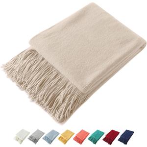 Homiest Decorative Knitted Throw Blanket with Fringe, Lightweight Acrylic Knit, Soft & Cozy Tassel Blanket for Couch, Sofa, Bed (Taupe, 50 x 60 Inch)