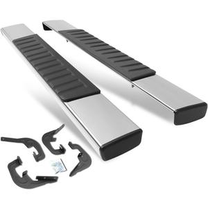 PM PERFORMOTOR 6 Inches Wide Powder Coated Side Step Nerf Bar Running Boards Compatible with 07-19 Silverado 1500 2500HD 3500HD / 07-19 Sierra 1500 2500HD 3500HD 2-Door Standard Cab, PM-RNB-8019 (6 Inches/Chrome-350)