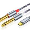 3ft USB C to Dual 6.35mm TRS Stereo Audio Splitter Y-Cable, 4 FT USB Type-C to 1/4" Audio Adapter Aux Jack Stereo Cord, Gold-Plated Connector, Nylon Braided Jacket, DAC Chip