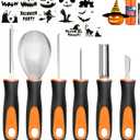Halloween Pumpkin Carving Kit, 6 Pcs Pumpkin Carving Knife with 12 Stencils 1 Mark Pen 1 Storage Bag, Professional Pumpkin Carving Tools
